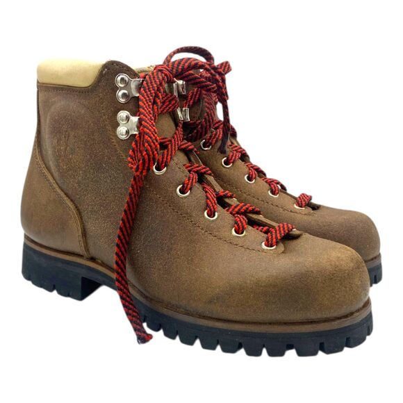 Vintage Vasque Italian Suede Leather Hiking Boots Vibram Soles Brown 7.5 M - Picture 1 of 14